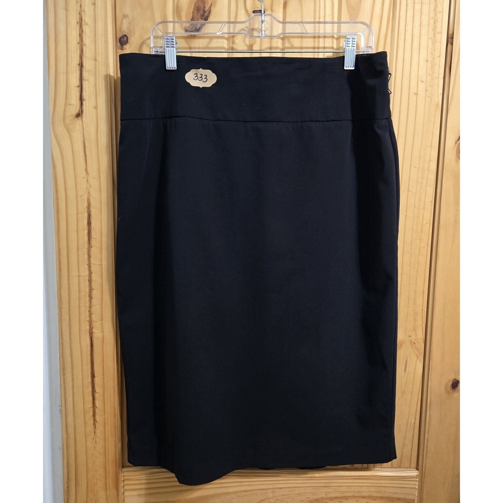 Worthington Women's Pencil Skirt Black Size 14 Knee Length Pleated Back Slit New